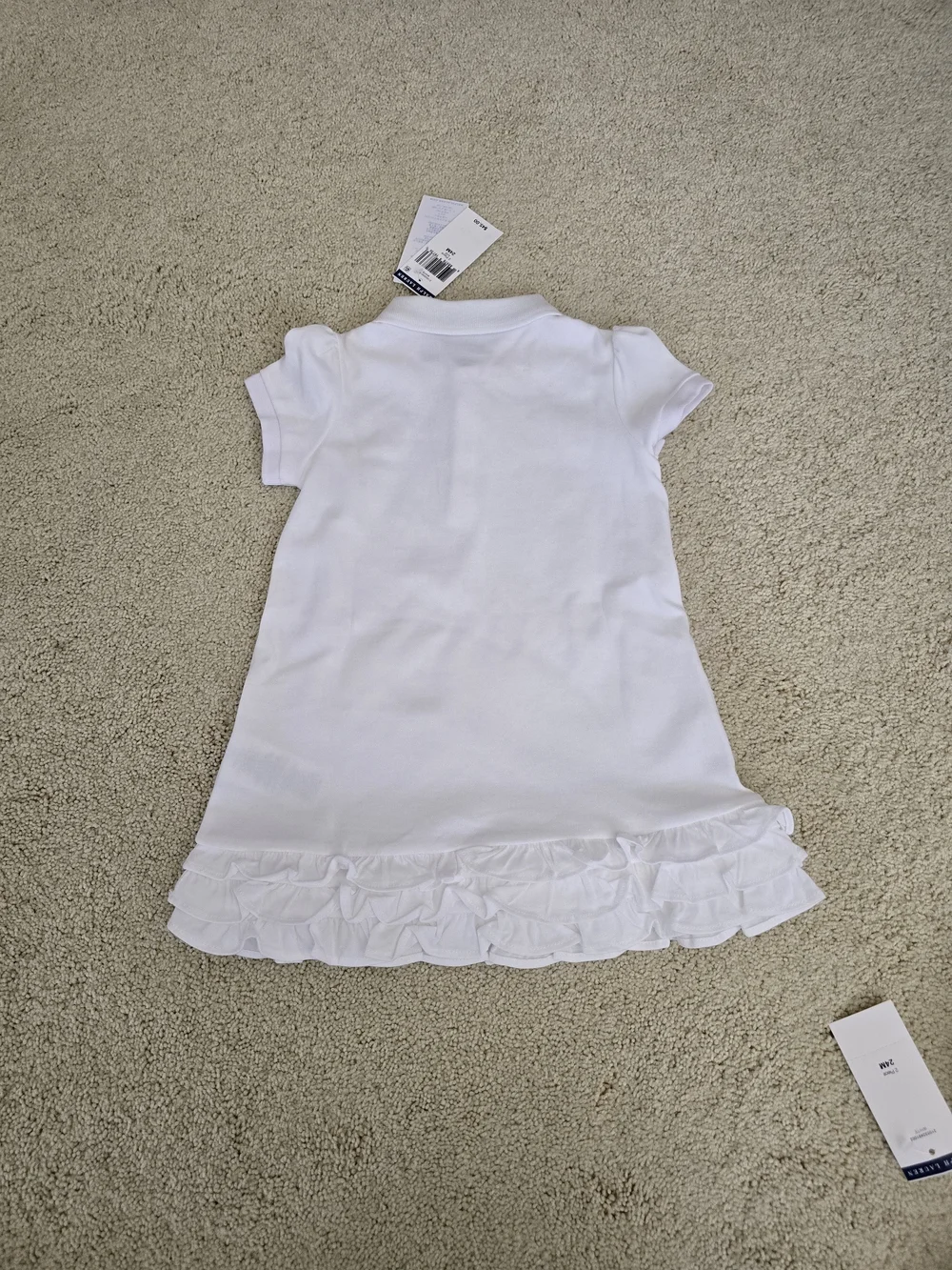 Ralph Lauren Girl White Ruffle Hem Polo Dress with matching short pant